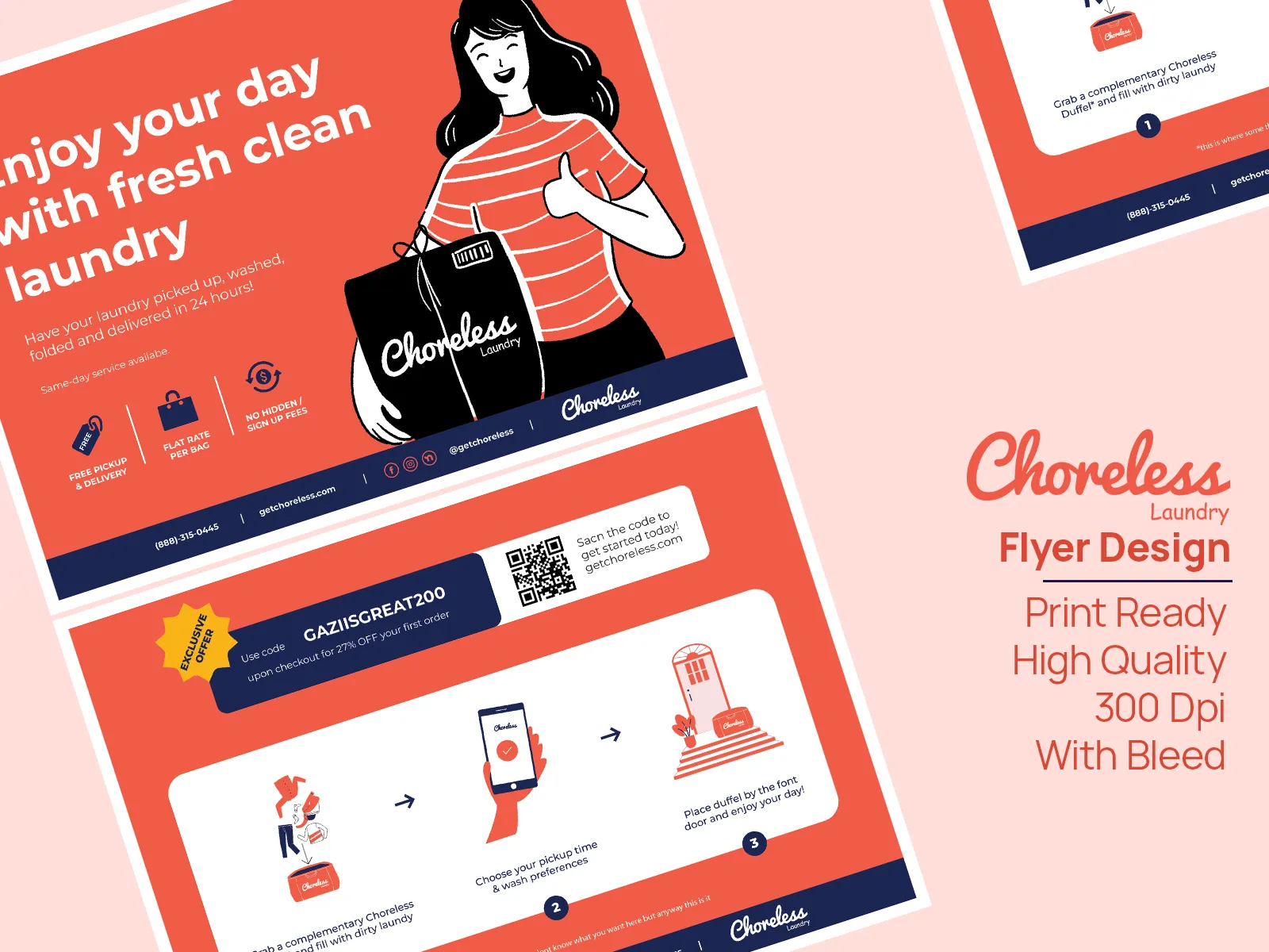 Choreless Laundry — Postcard Flyer — Laundry & Home Services in Seattle, USA